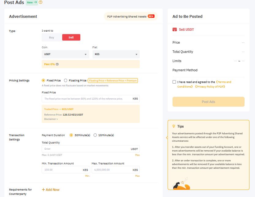 Bybit P2p Post Ad