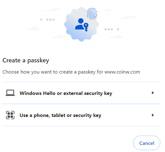 Create a Passkey CoinW