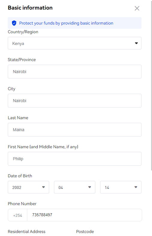 Phemex KYC information