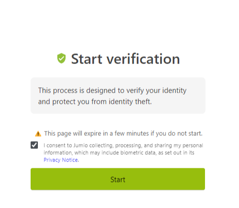 Phemex Verification Screen